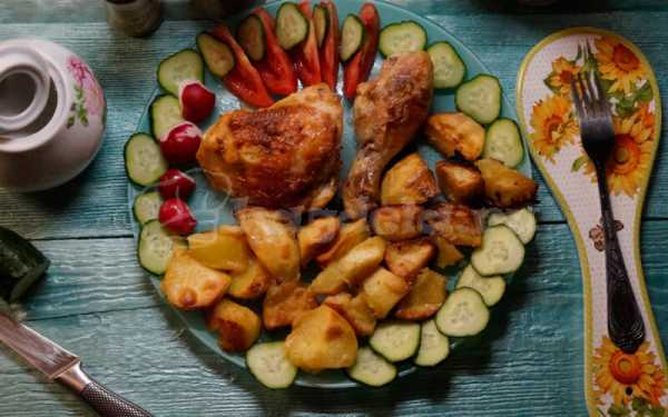 Как приготовить куриные окорочка с картошкой в духовке на протвине
